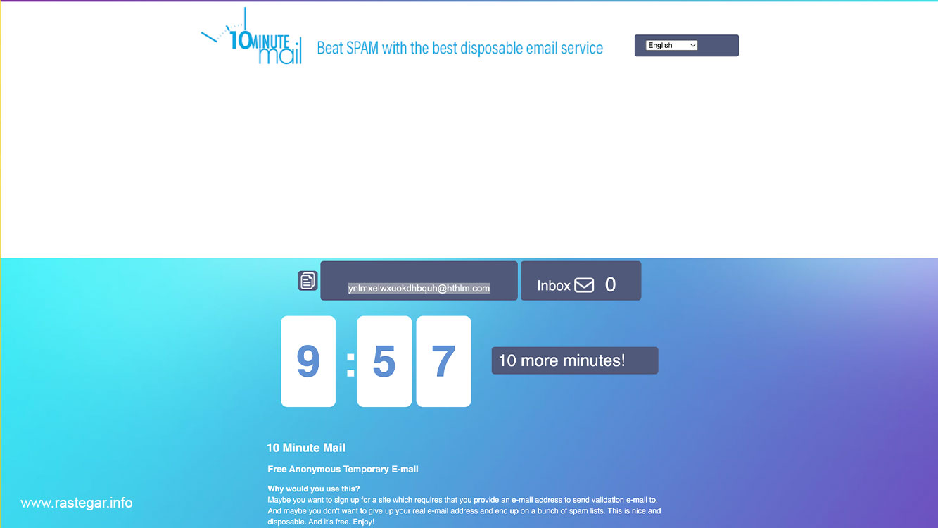 ایمیلهای موقت ۱۰ دقیقهای چیست؟ 2 10minutemail 1 2